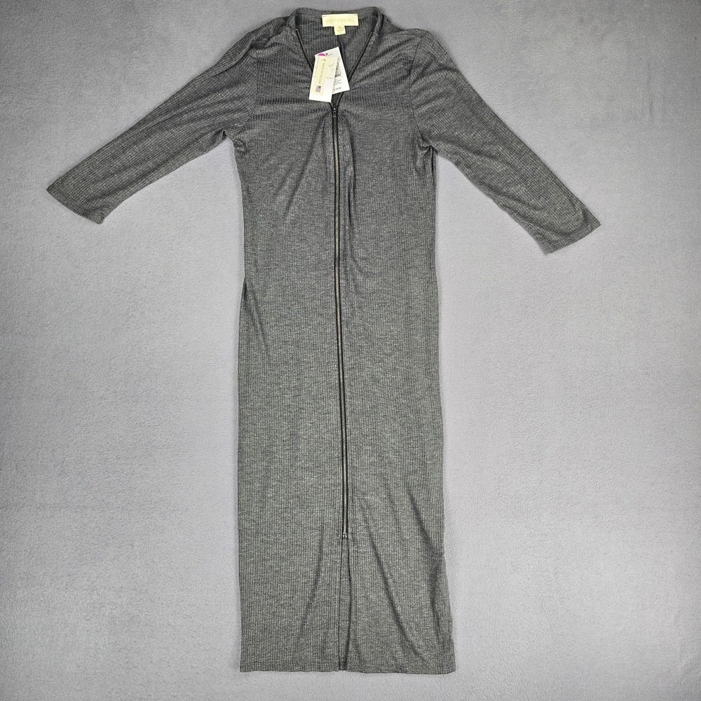 Nicki Minaj Dress Womens Medium Gray Mock Neck Zip Sweater Bodycon Midi